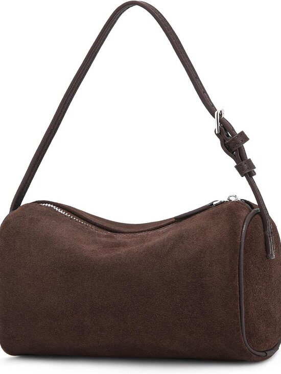 Handbags - Genuine Leather Crossbody Bag: Small Barrel Purse for Women | Nubuck Leather, Mi